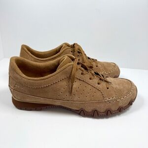 Skechers Relaxed Fit Bikers Contained Sneakers Women's Sz 7.5 Brown Suede Shoes